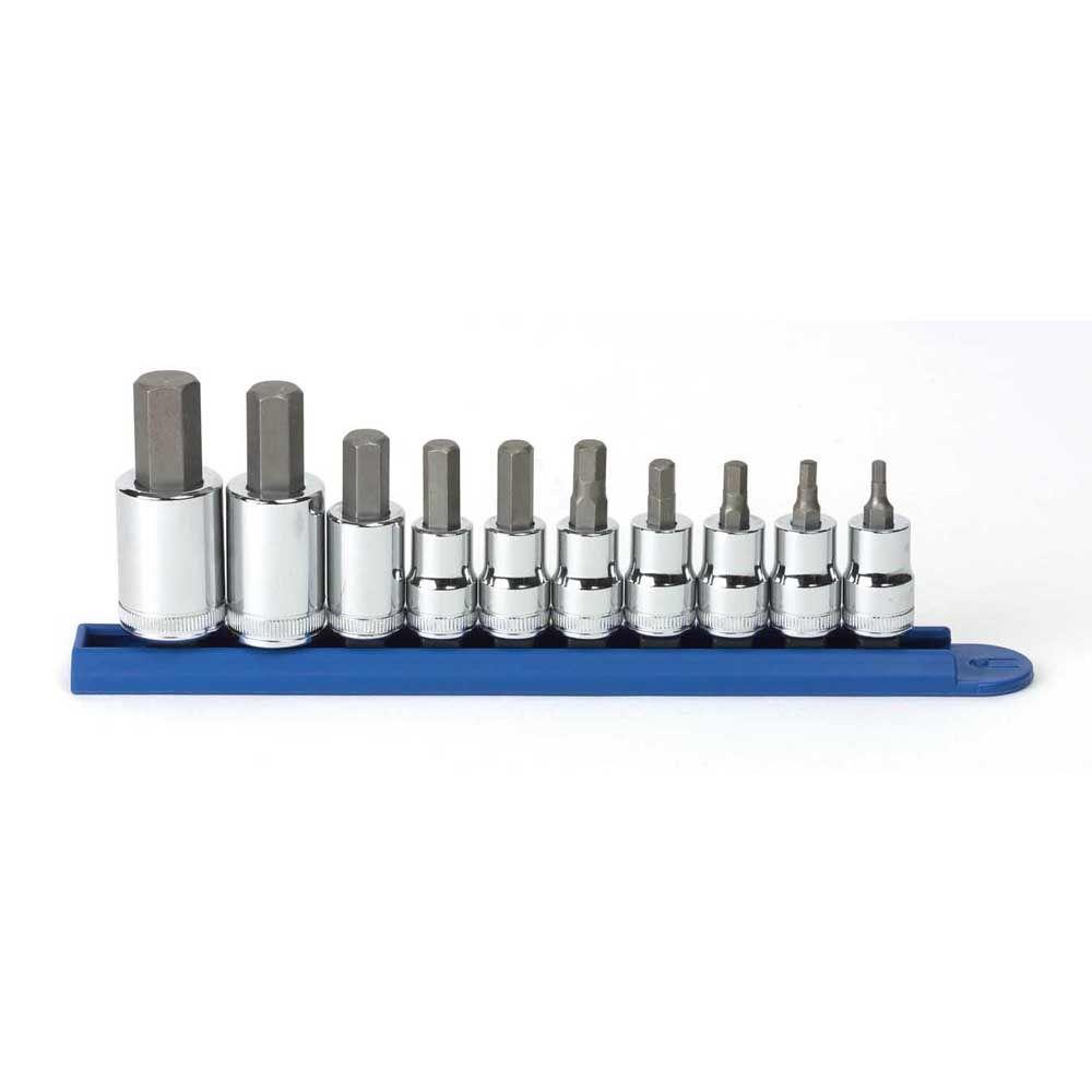 GEARWRENCH 3/8 in. x 1/2 in. Drive Metric Hex Bit Socket Set (10-Piece ...