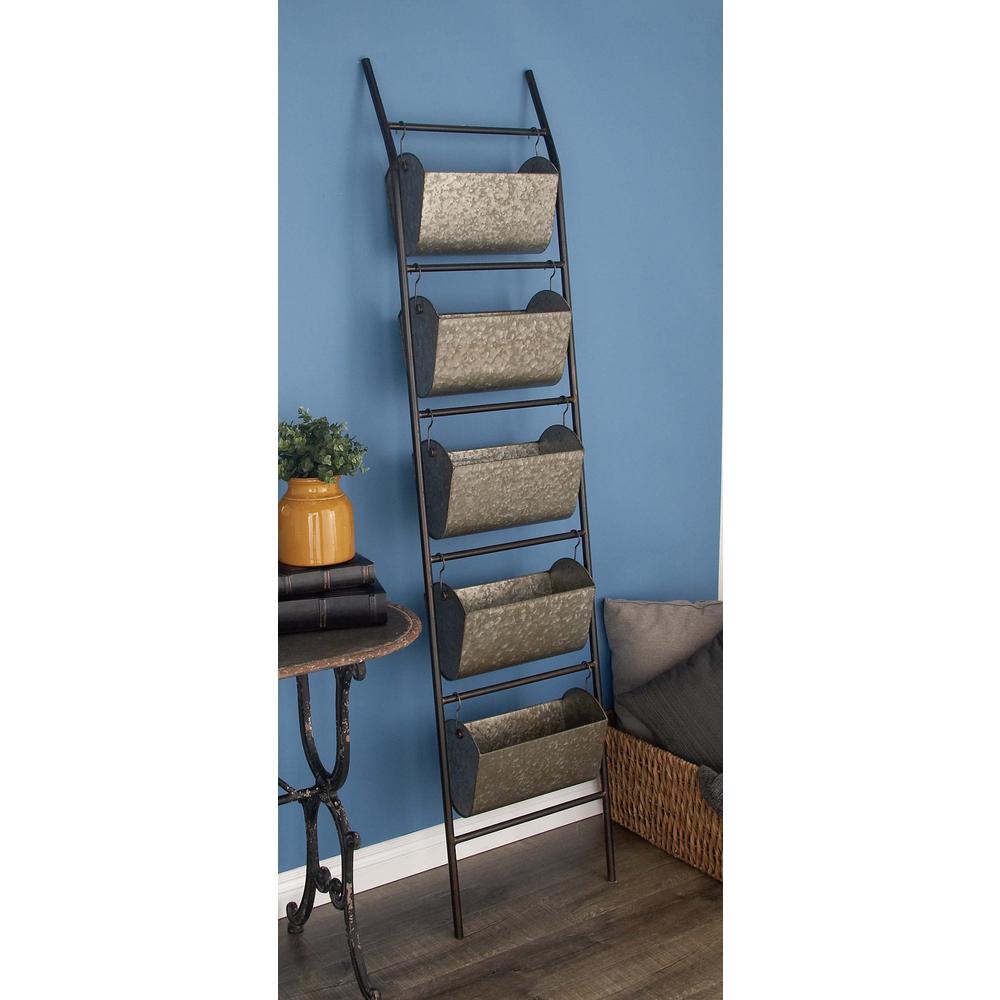 Litton Lane 5 Tier Gray Iron Wall Planter 70558 The Home Depot Litton Lane 5 Tier Gray Iron Wall Planter
