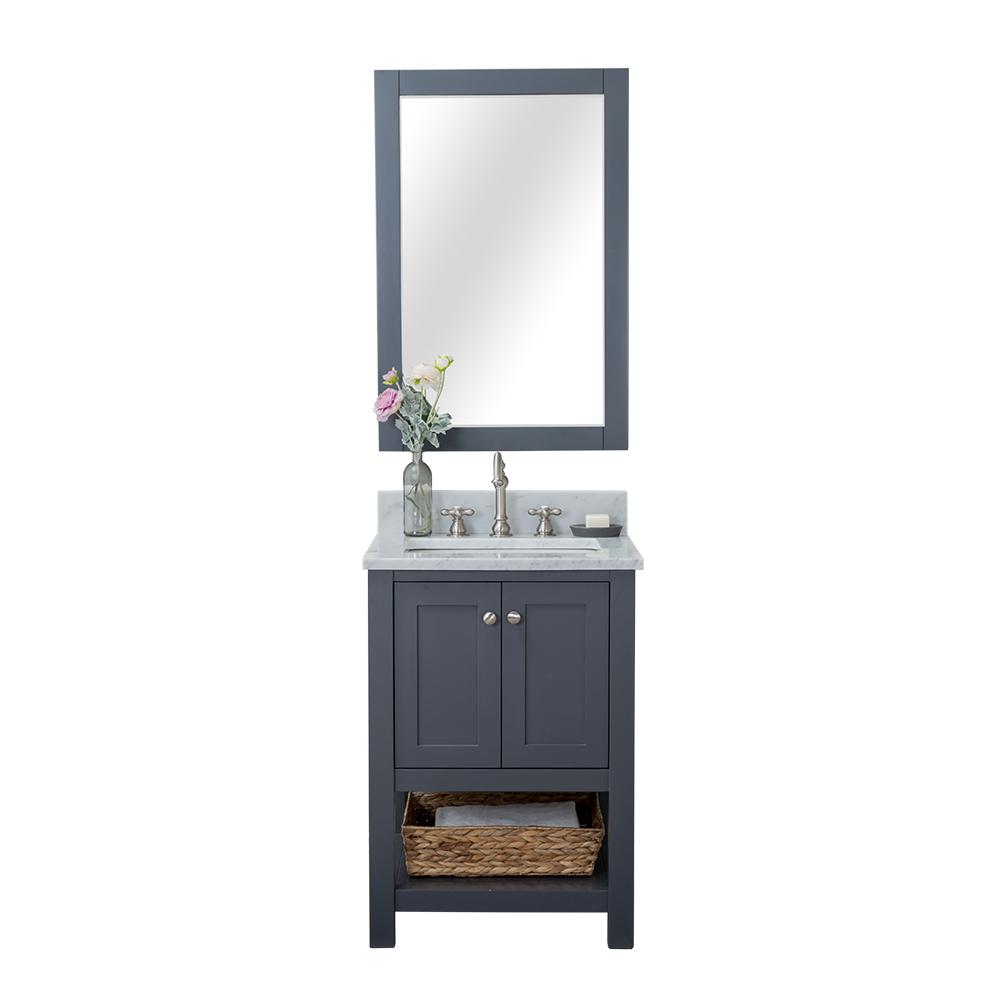 Alya Bath Wilmington 24 In W X 34 2 H 22 D Vanity Gray With Marble Top White Basin