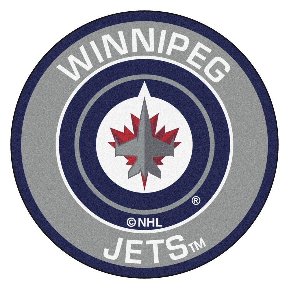 FANMATS NHL Winnipeg Jets Gray 2 ft. 3 in. x 2 ft. 3 in. Round Accent
