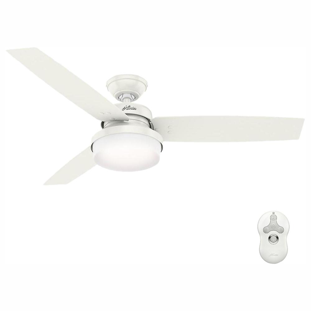 Hunter Sentinel 52 In Led Indoor Fresh White Ceiling Fan With Light Hunter Sentinel 52 In Led Indoor Fresh White Ceiling Fan With Light Kit And Universal Remote