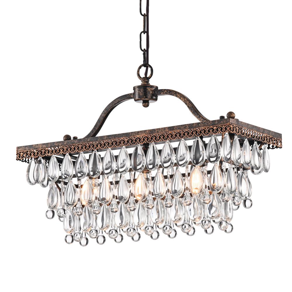 Edvivi Chiara 3Light Antique Bronze Rectangular Chandelier with
