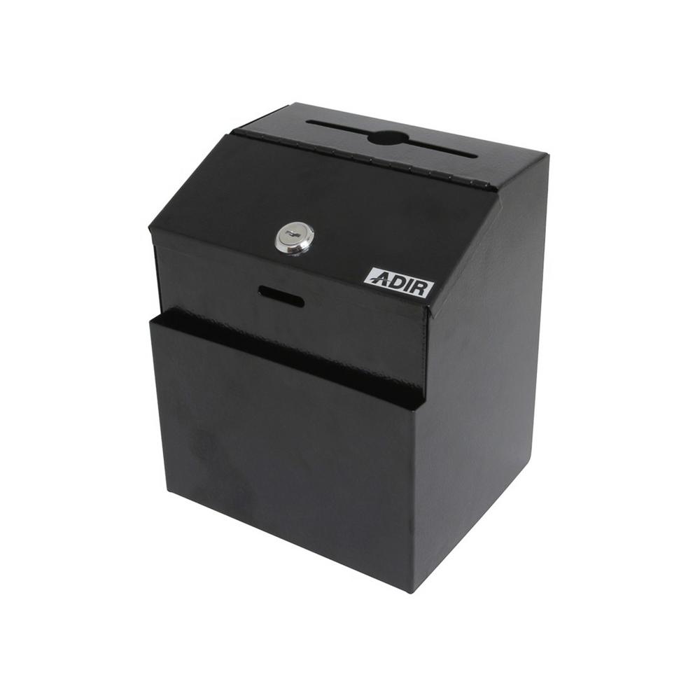 631, 8 in. x 7 in. x 6 in. Steel Suggestion Drop Box with Key, Black