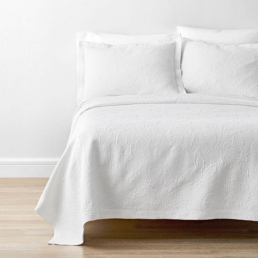 The Company Store Putnam Matelasse White Cotton Twin Coverlet 50170q T White The Home Depot