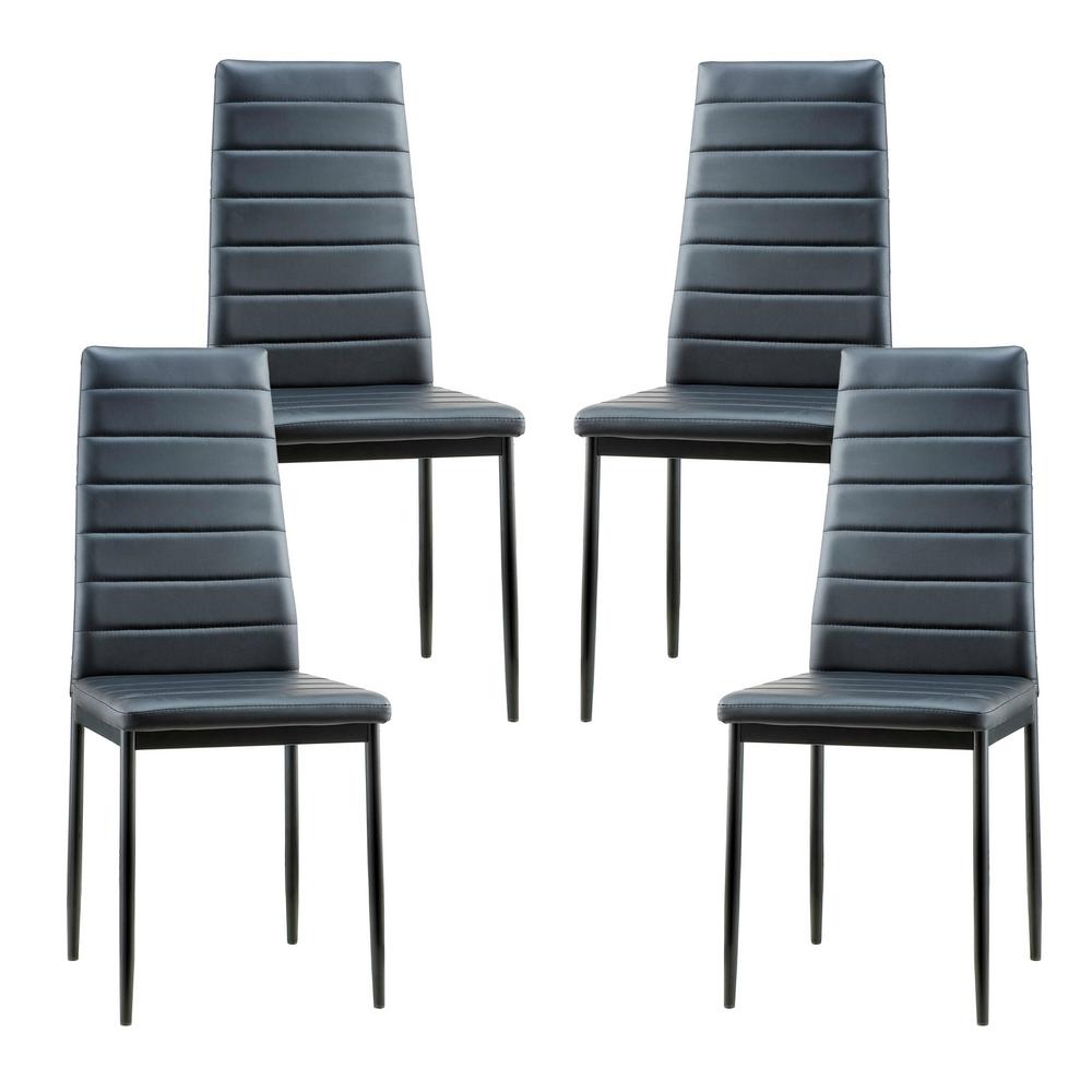 Poly And Bark Stein Black Vegan Leather Dining Chair Set Of 4 Em Poly And Bark Stein Black Vegan Leather Dining Chair Set Of 4