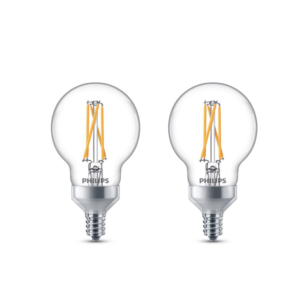 G16.5 Decorative Candelabra Base Globe Shape 120V G16 1//2 Light Bulbs E12 Clear, 25 Watt Pack of 10 KOR