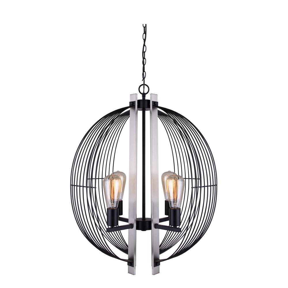 Canarm Memphis 4 Light Matte Black And Brushed Nickel Sphere Chandelier