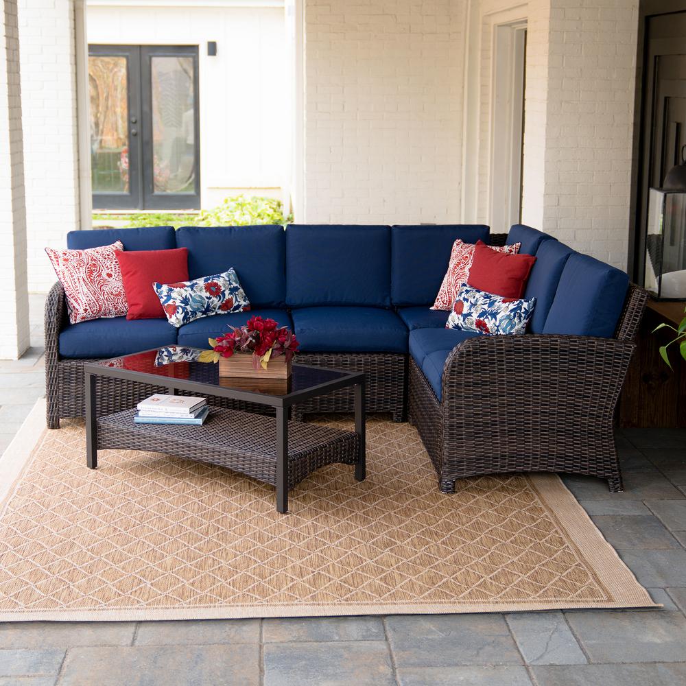 Leisure Made Jackson 5Piece Wicker Outdoor Sectional Set with Navy
