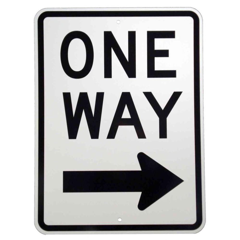 black one way sign