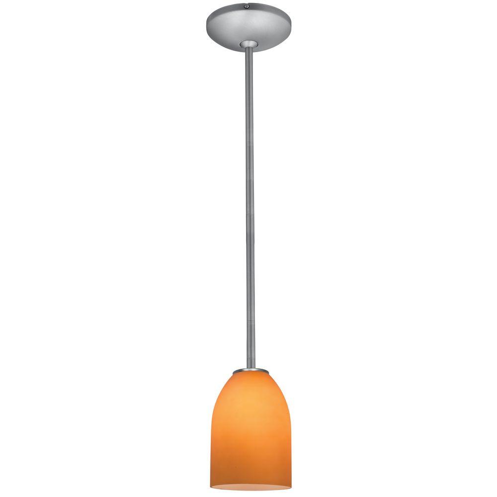 Access Lighting Bordeaux 1 Light Brushed Steel Metal Pendant With Access Lighting Bordeaux 1 Light Brushed Steel Metal Pendant With Amber Gl Shade