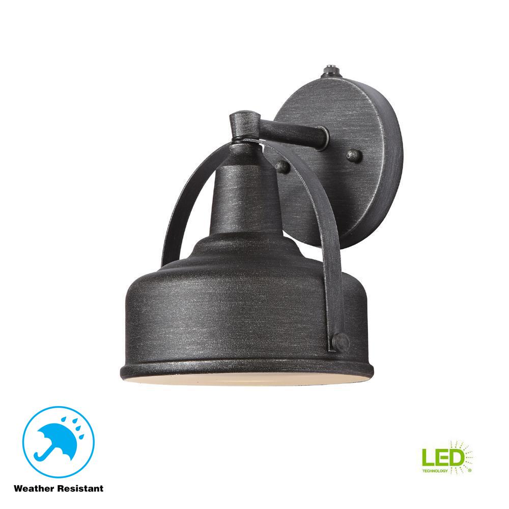 Dusk To Dawn White Outdoor Wall Lighting Weathered Pewter Small Outdoor Led Wall Lantern With Open Bottom