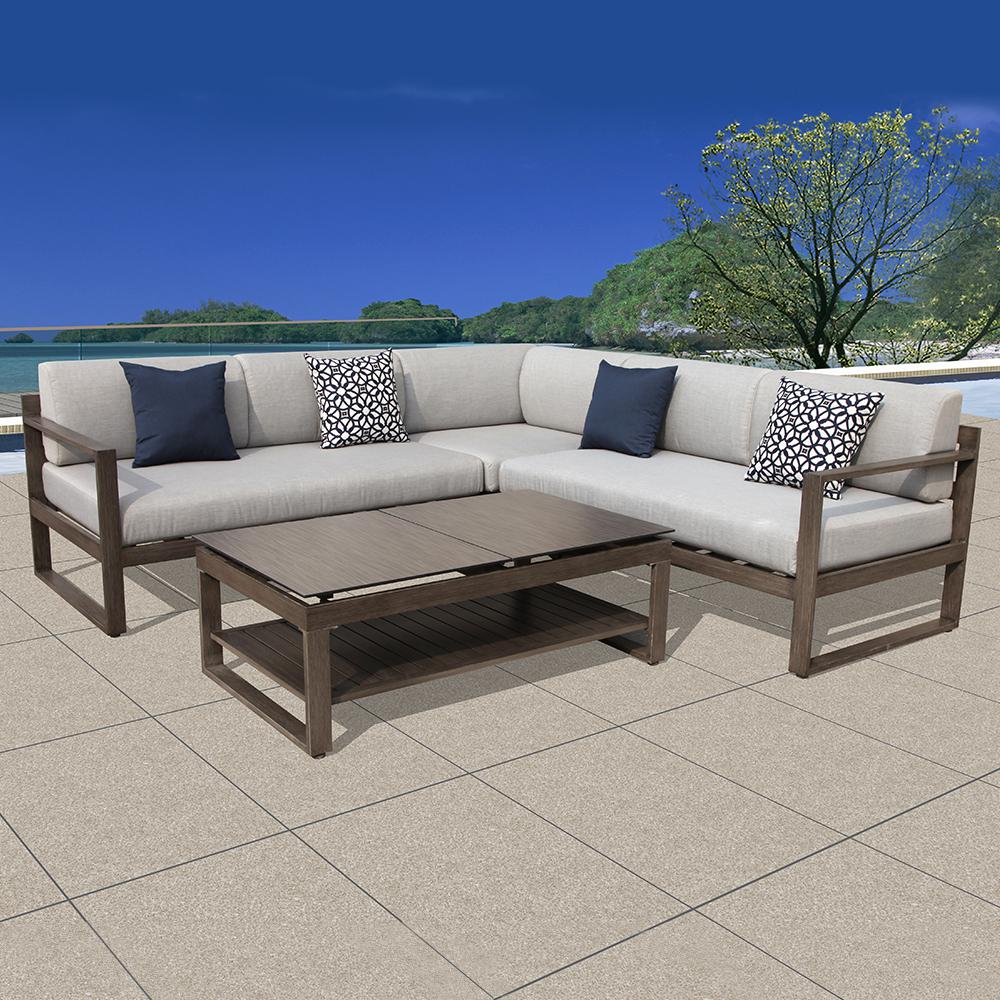 OVE Decors Melia 4Piece Aluminum Outdoor Sectional Set with Grey