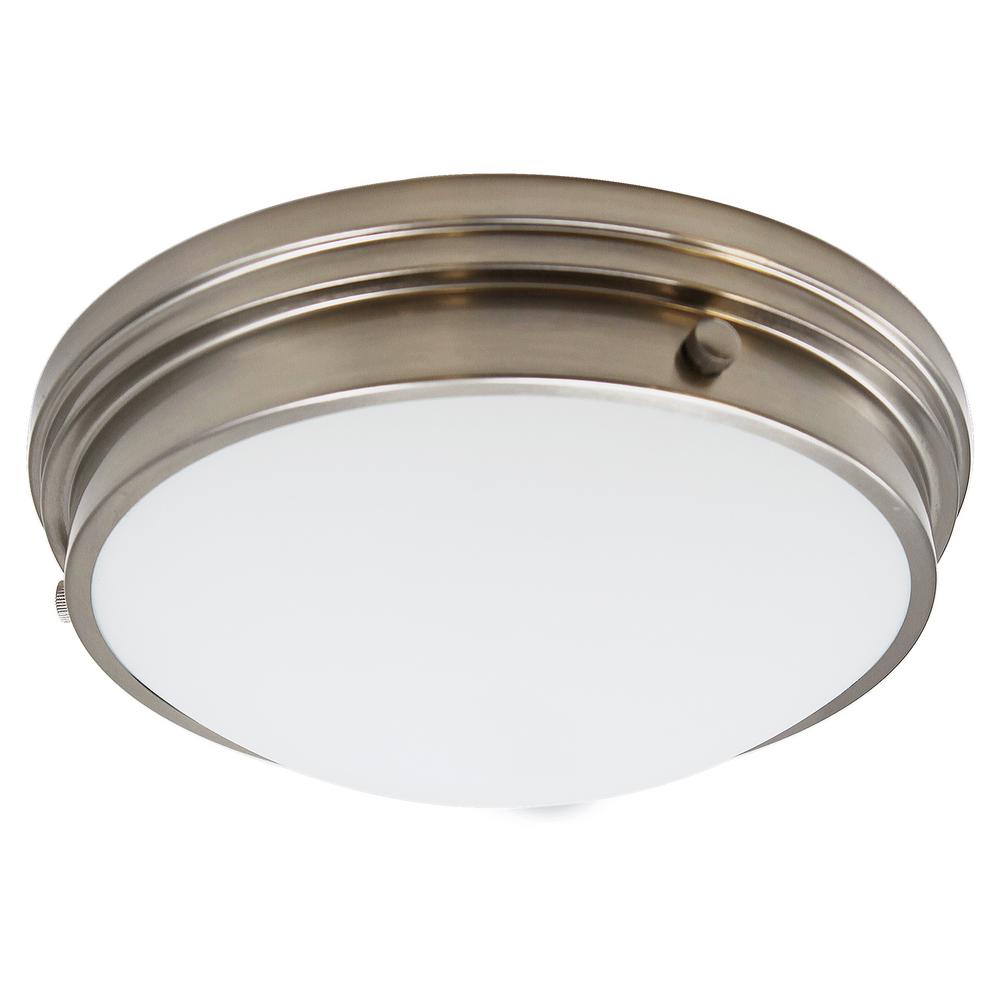 MingBright 12 in. Dimmable Brushed Nickel LED Flush Mount 3000K CRI80