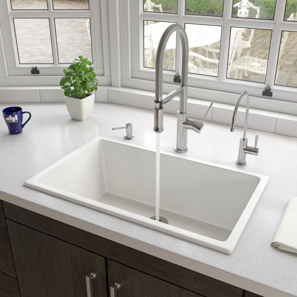 Alfi Brand Fireclay 30 In Single Bowl Undermount Kitchen Sink In White