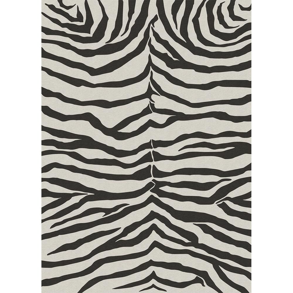 Ruggable Washable Zebra Safari Black and White 5 ft. x 7 ft. Area Rug