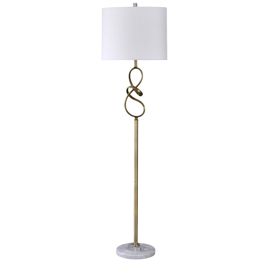 Stylecraft 63 In Marble Crystal Silver Floor Lamp With White Styrene Shade