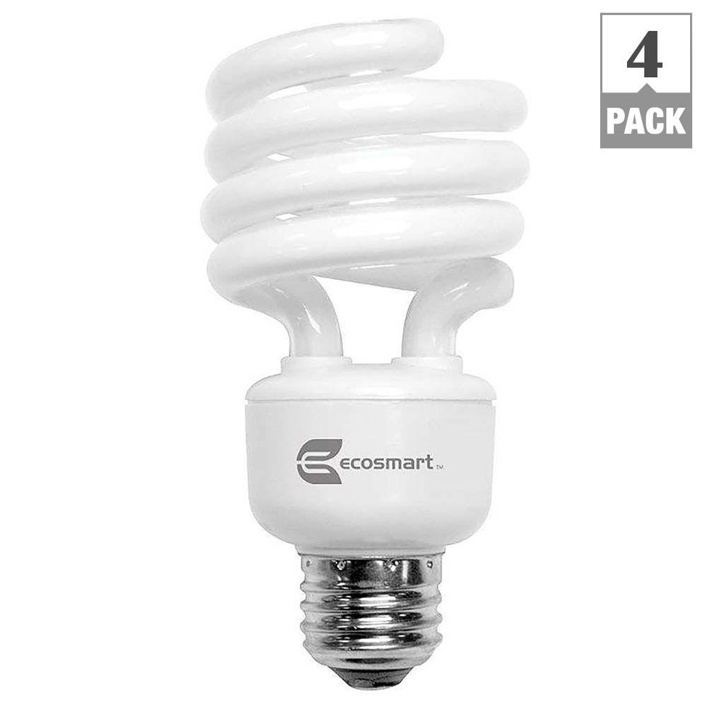 EcoSmart 100Watt Equivalent Spiral CFL Light Bulb, Bright White (4