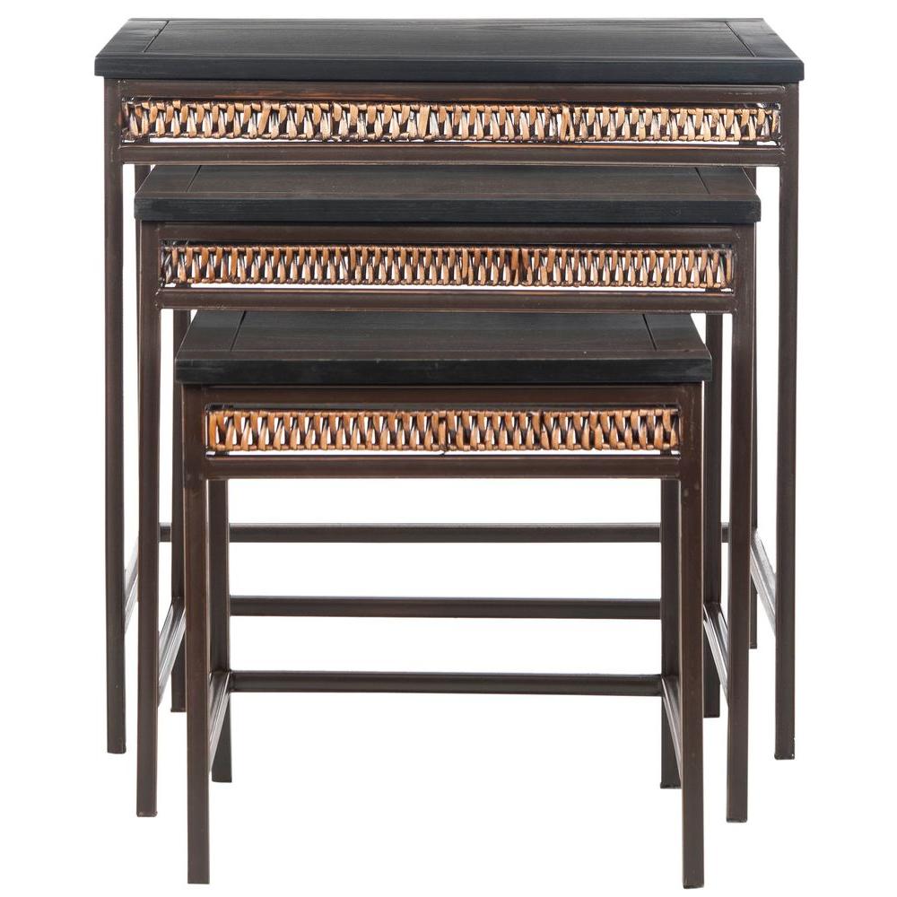 Nesting Tables Set Of 3, Small Sofa Side Table Rustic Stacking End Table Rectangle Solid Wood Coffee Tables For Small Space Walnut