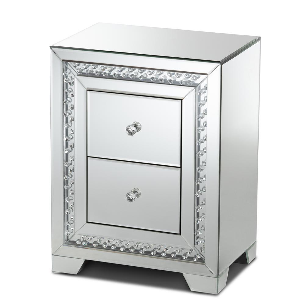 Baxton Studio Mina 2 Drawer Silver Nightstand 150 9181 Hd The Home Depot