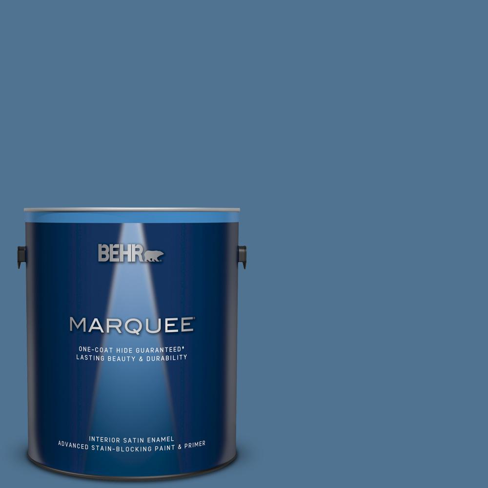 Behr Marquee 1 Gal Ppu14 18 Laguna Blue One Coat Hide Satin Enamel Ppu14 18 Laguna Blue One Coat Hide Satin