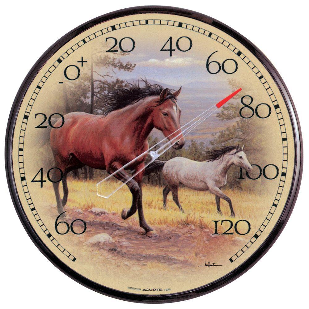 AcuRite 12.5 in. Galloping Horses Analog Thermometer01839 The Home Depot