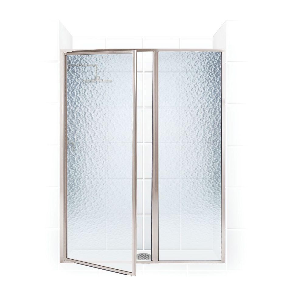 Coastal Shower Doors Legend Series 38 In X 69 Framed Hinge Framed Hinge Swing Shower Door With Inline Panel In Brushed Nickel Obscure Glass