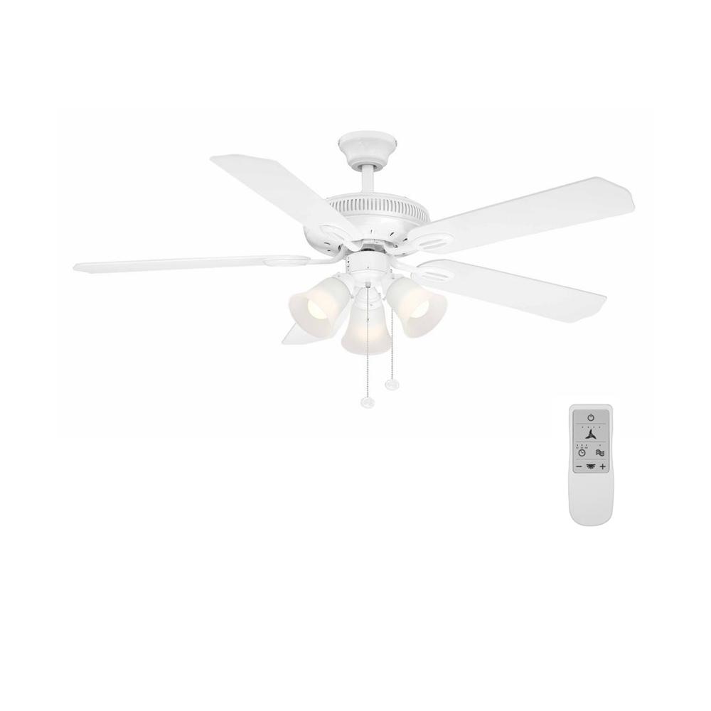 Hampton Bay Glendale 52 In Led White Ceiling Fan With Light Kit