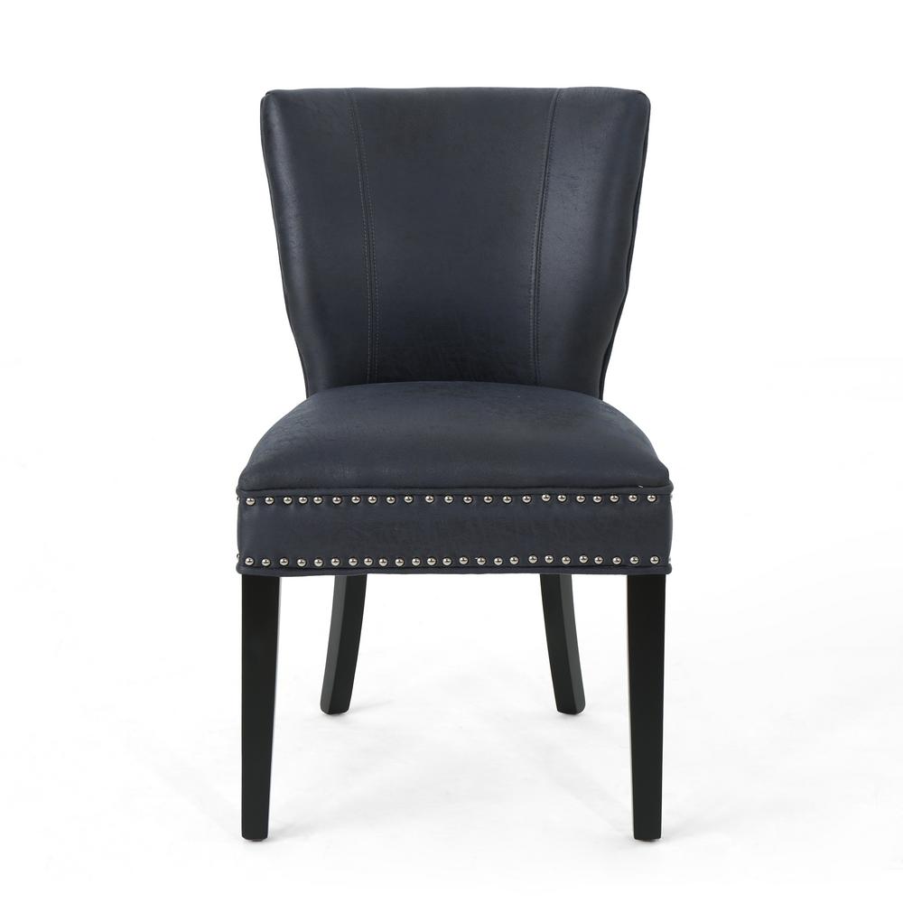 Noble House Jackie Traditional Navy-Blue Microfiber Dining Chair with