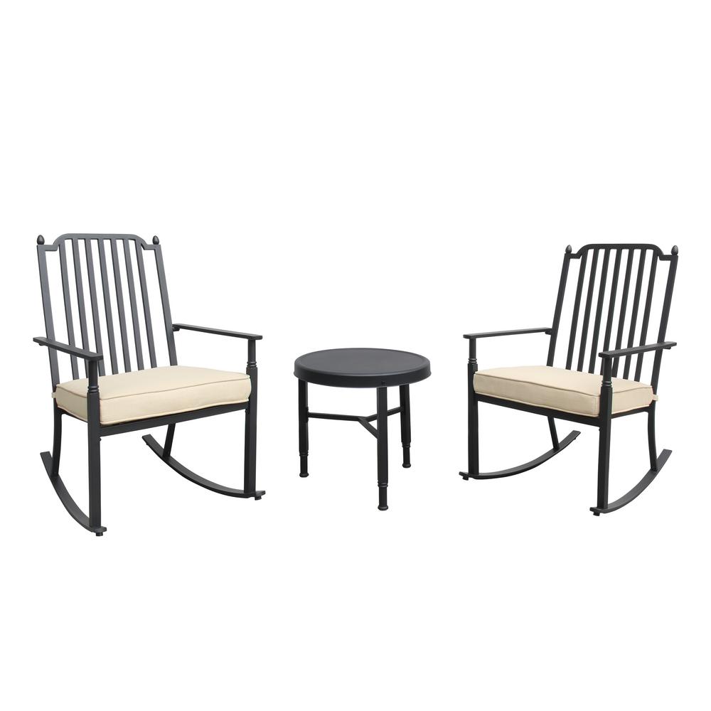 Knoxville 3 Piece Metal Patio Conversation Set With Neutral Knoxville 3 Piece Metal Patio