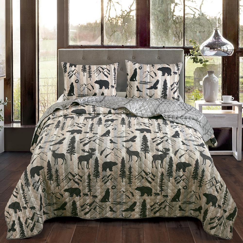 Donna Sharp Bear Walk Quilted Soft Polyester Rustic Country Twin 2 Piece Set