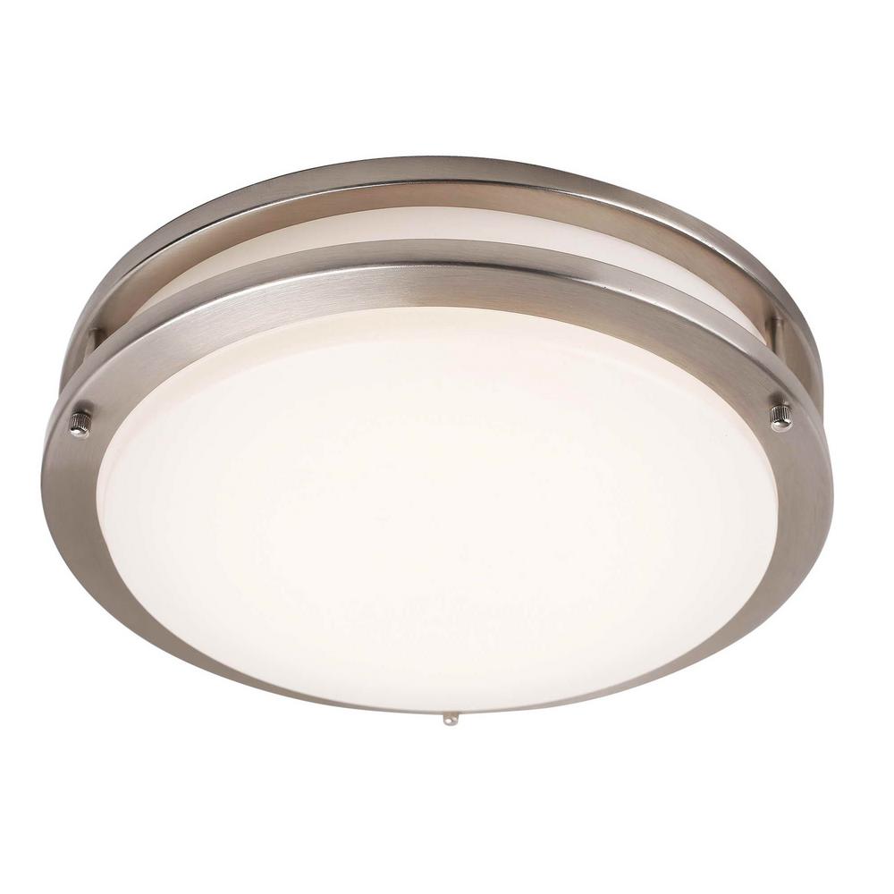 1 Light Integrated Led Flush Mount Ceiling Light In Brushed Nickel