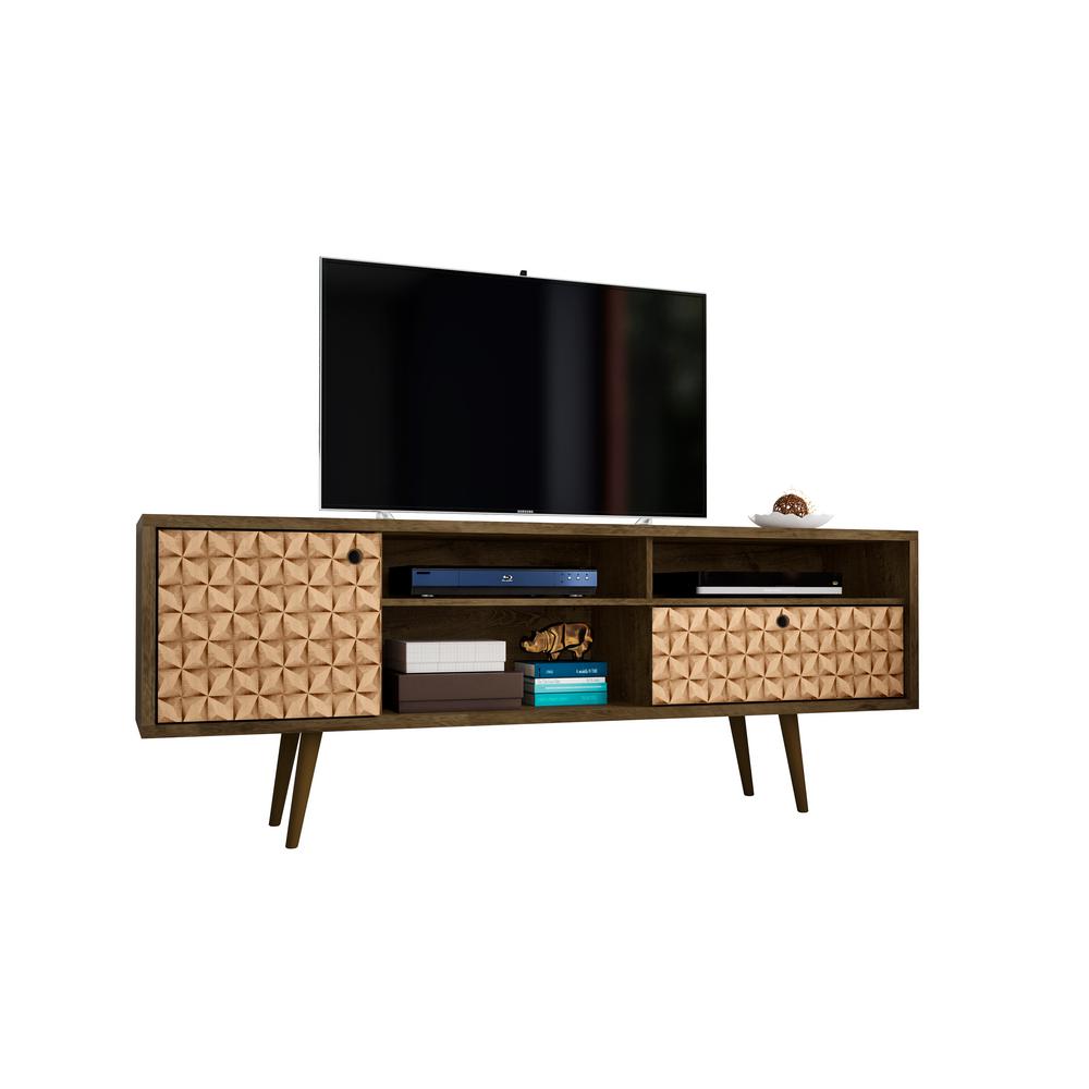 Manhattan Comfort Liberty 71 in. Rustic Brown Composite TV Stand with 1 Drawer Fits TVs Up to 65 in. with Storage Doors-202AMC97 - The Home Depot