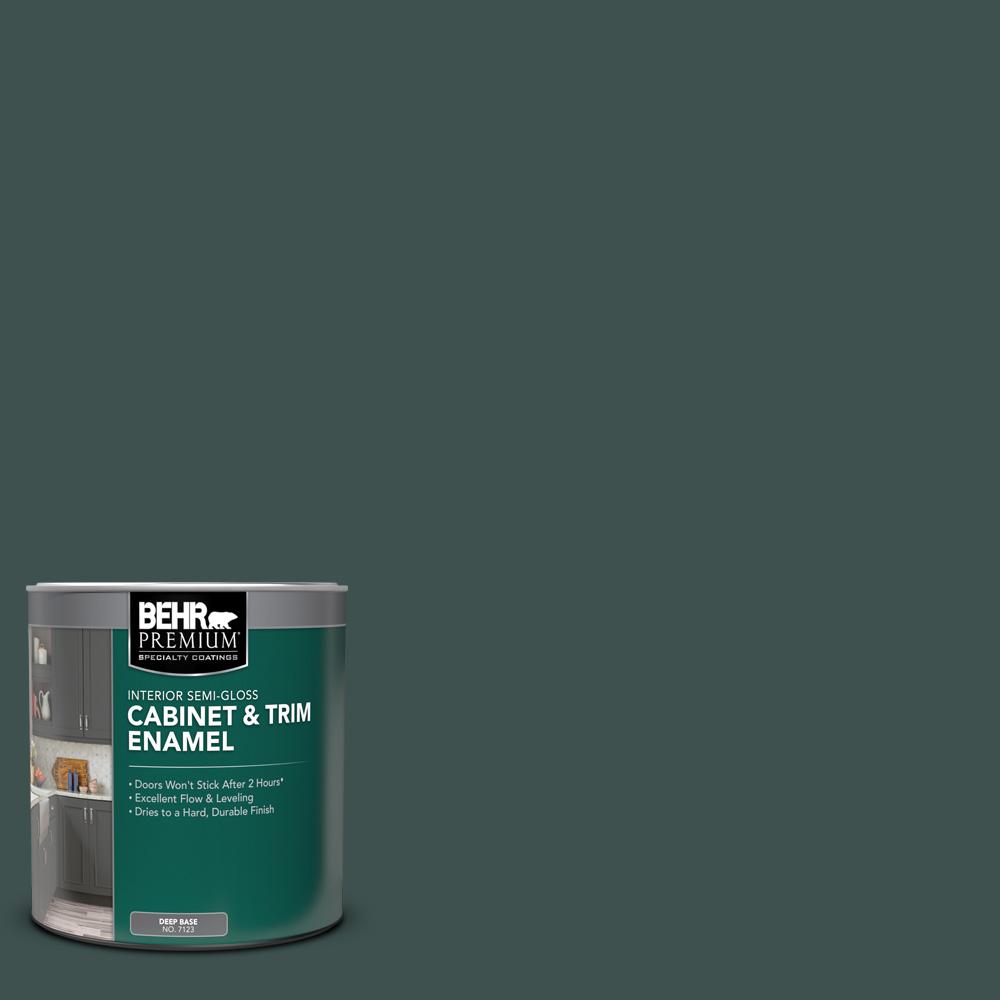 BEHR Premium 1 qt. #MQ6-44 Black Evergreen Semi-Gloss ...