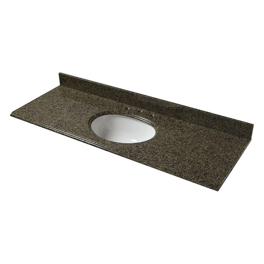 UPC 088969618290 product image for Pegasus Bathroom 61 in. Granite Vanity Top in Quadro with White Basin 61829 | upcitemdb.com