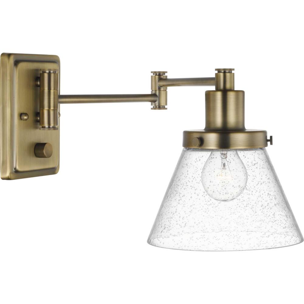 Progress Lighting Hinton 1 Light Vintage Brass Swing Arm Wall