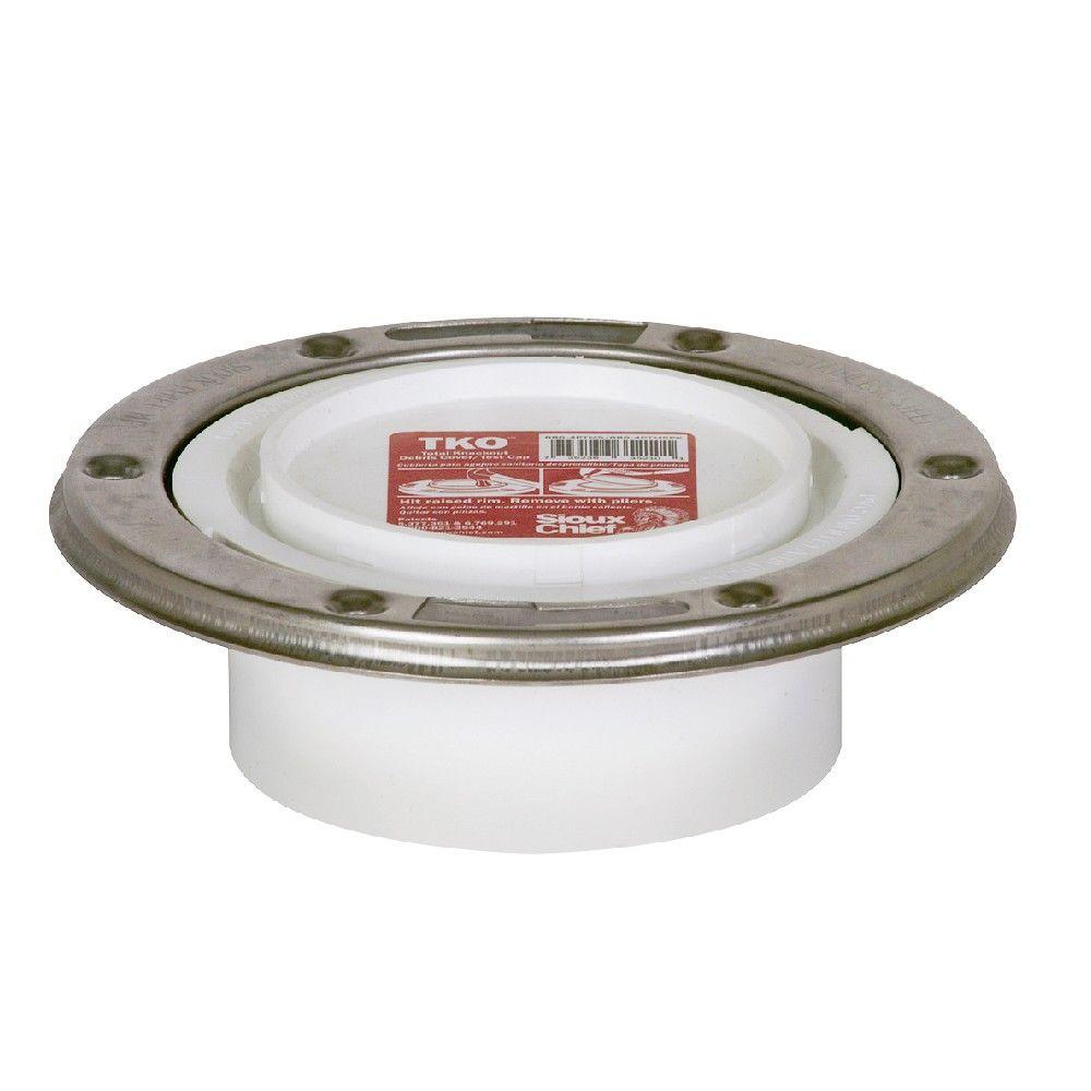 TKO 4 in. PVC Adjustable Metal Ring DWV Spigot Closet Flange886