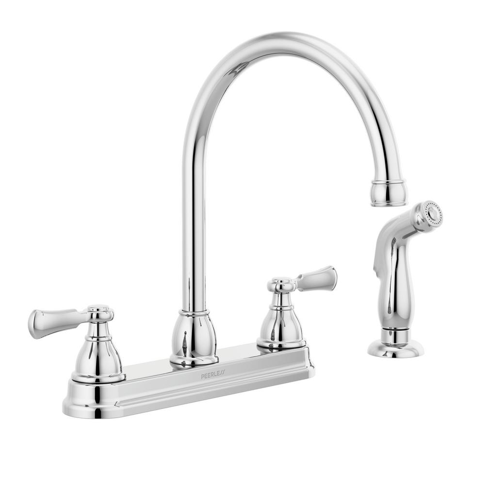 Peerless Choice 2 Handle Standard Kitchen Faucet With Side Sprayer In   Chrome Peerless Basic Kitchen Faucets P2865lf 64 1000 