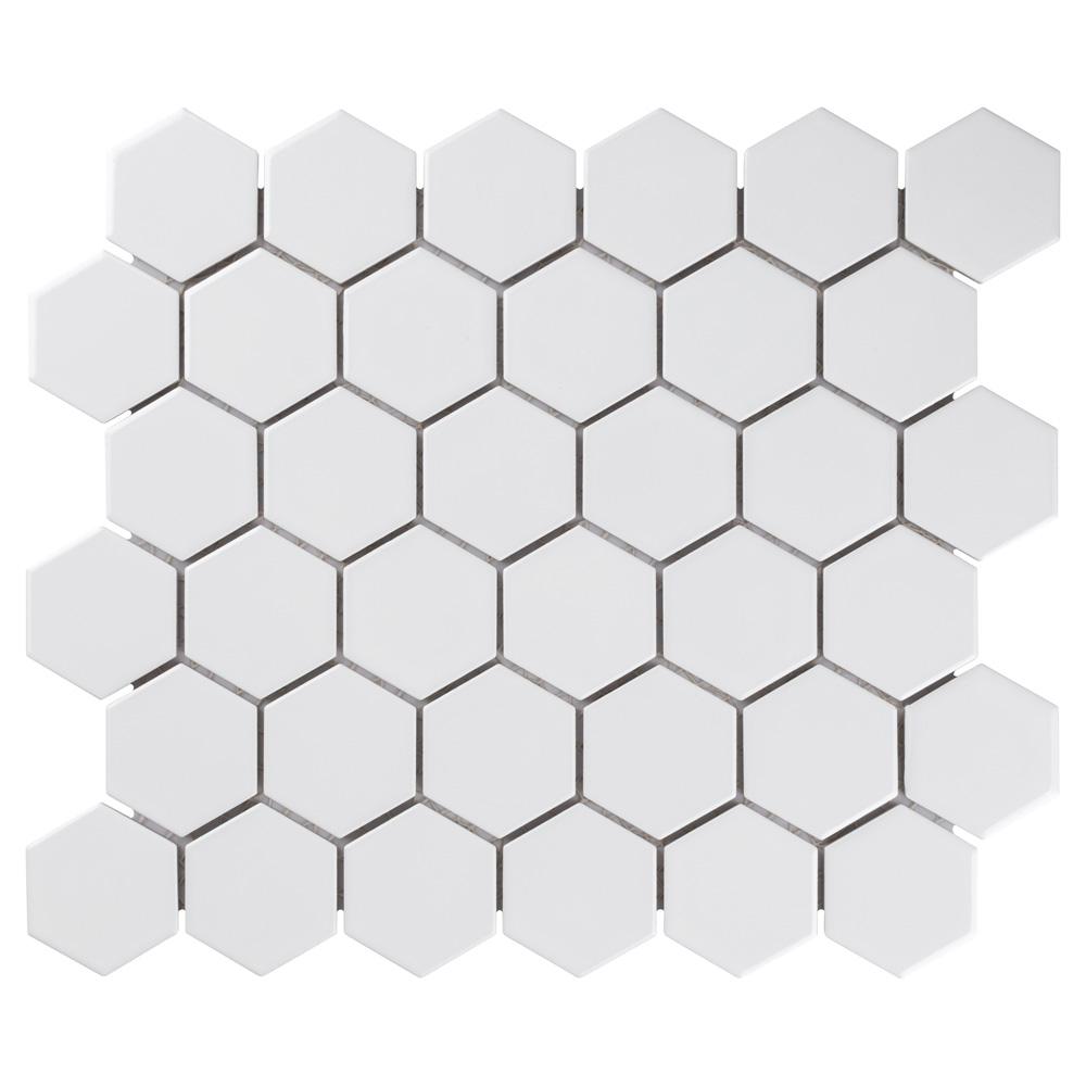Merola Tile Metro Hex 2 Glossy 11 1 8 X12 5 White Porcelain Merola Tile Metro Hex 2 Glossy 11 1 8