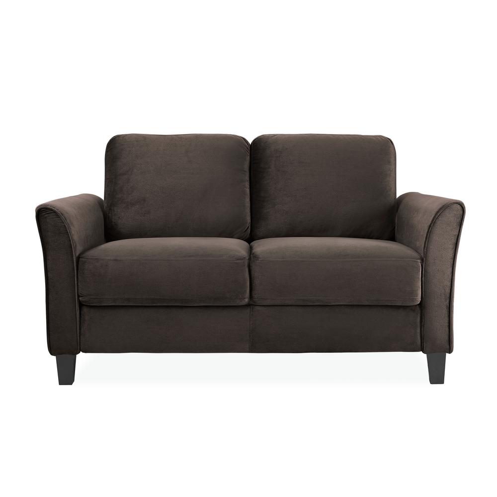 Lifestyle Solutions Wesley Microfiber Loveseat With Curved Arms In Lifestyle Solutions Wesley Microfiber Loveseat With Curved Arms In Coffee