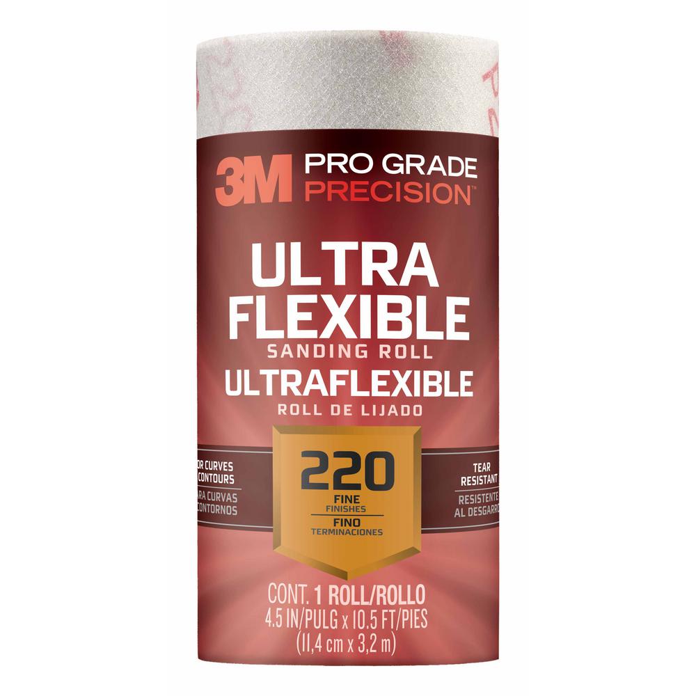 3M Pro Grade Precision 4-1/2 inch x 10-1/2 ft. 220 Grit Fine Ultra Flexible... by 3M