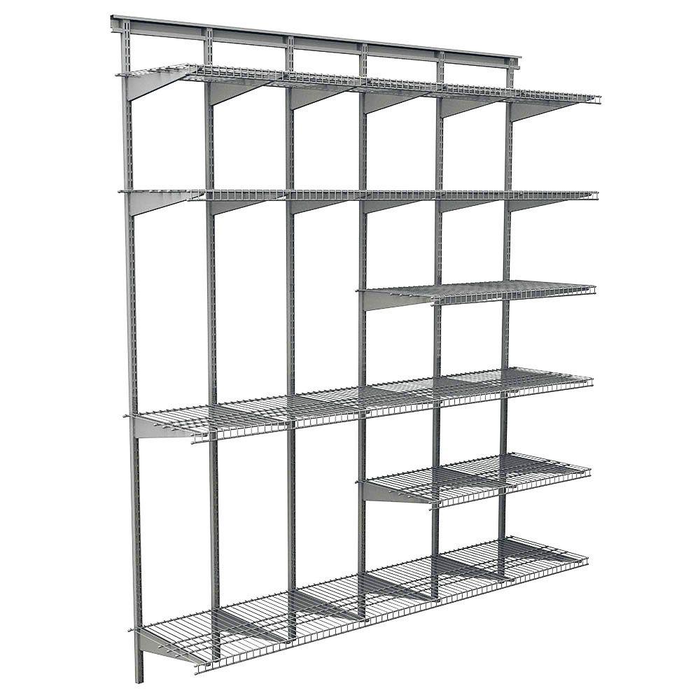 Closetmaid Max Load Garage 6 Ft X 16 In Satin Chrome Ventilated Wire Shelf System 19600 The Home Depot - Home Depot Wall Mounted Shelving Closetmaid Max Load Garage 6 Ft X 16 In Satin Chrome Ventilated Wire Shelf System 19600 The Home Depot - Home Depot Wall Mounted Shelving