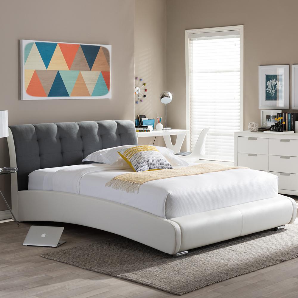 Baxton Studio Guerin Modern White Faux Leather Upholstered King Size Baxton Studio Guerin Modern White Faux Leather Upholstered King Size Bed 28862 6221 Hd The Home Depot