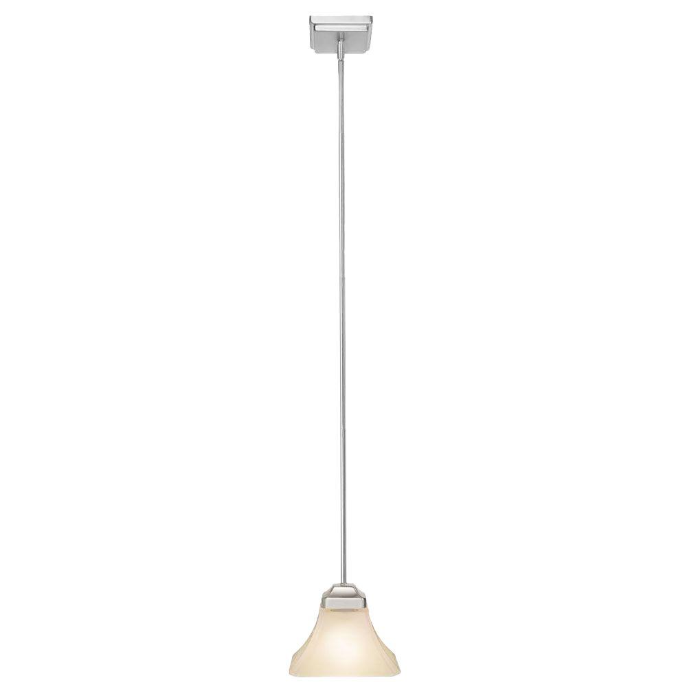 Hampton Bay Nove Light Brushed Nickel Mini Pendant With White Glass Shade The Home Depot