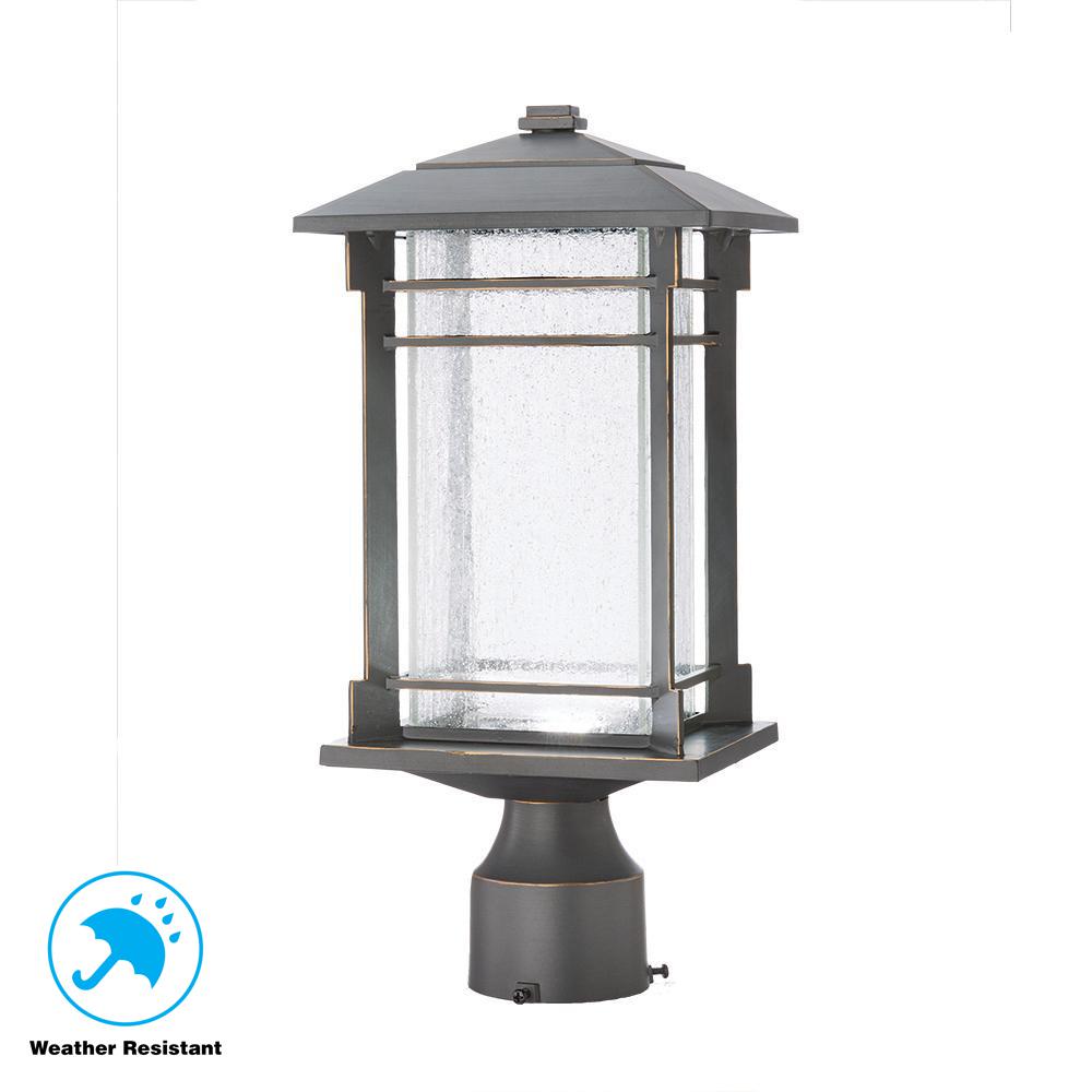 Bronze Post Lighting Outdoor The Home Depot Outdoor Oil Rubbed Bronze Integrated Led Post Light
