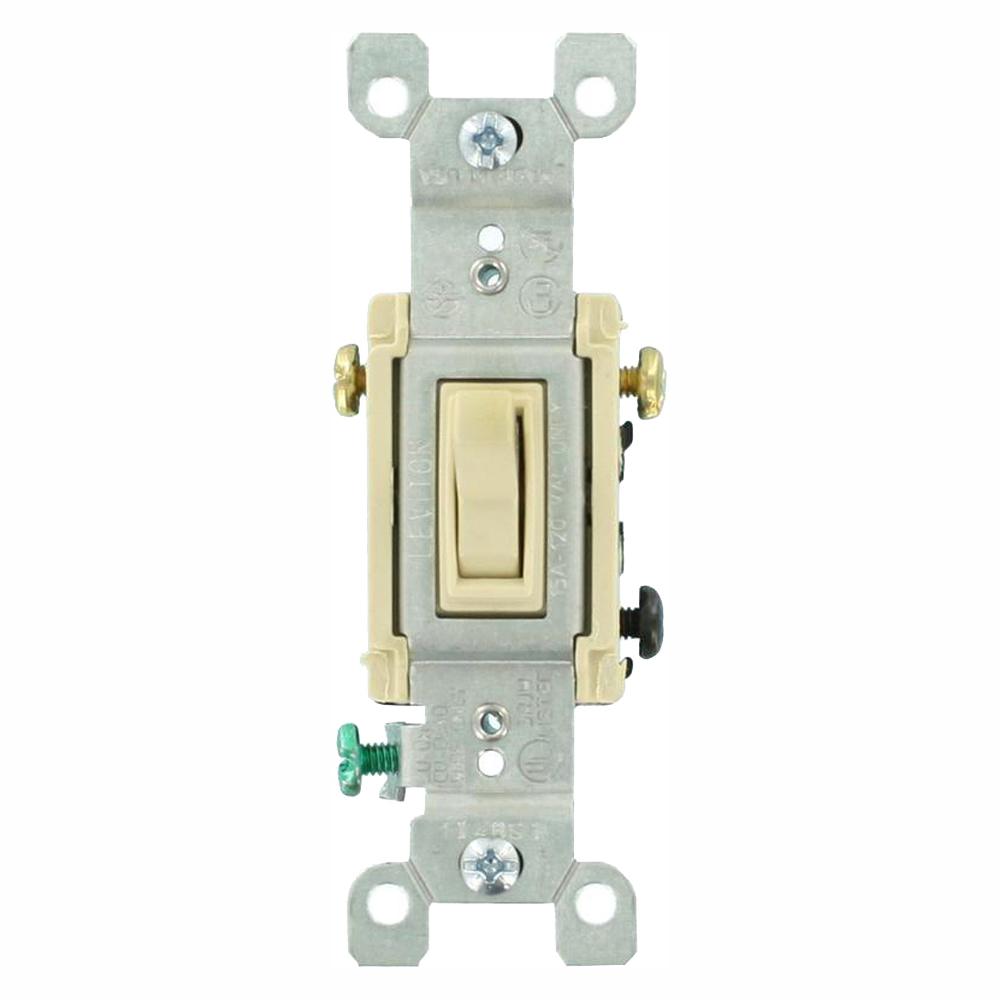 Leviton 15 Amp 3-Way Double Toggle Switch, Ivory-5241-IKS - The Home Depot