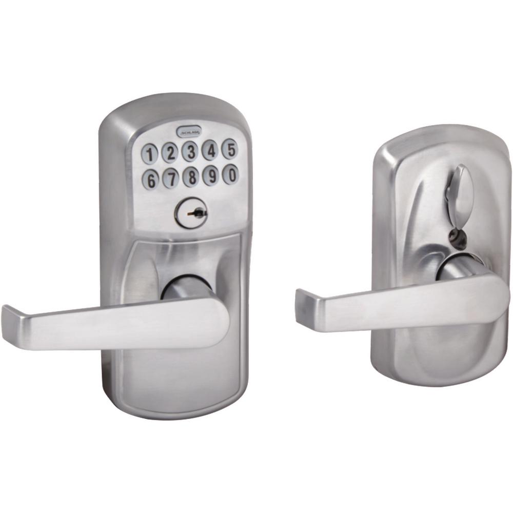 Schlage Plymouth Satin Chrome Electronic Door Lock With Elan Door