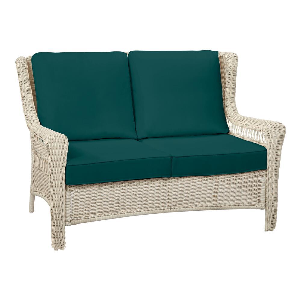 outdoor cushions wicker cushionguard meadows patio park hampton bay loveseat malachite lounge chair cyoc gray stone
