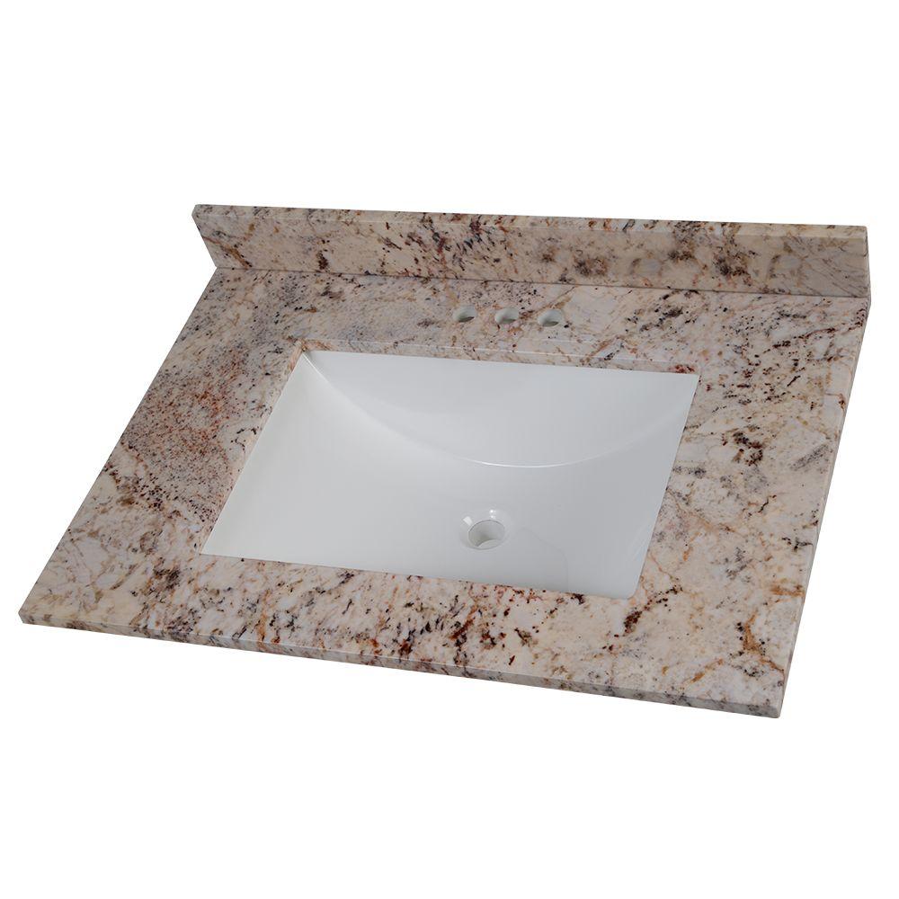 Home Decorators Collection 31 In Stone Effects Vanity Top In Rustic Gold With White Basin Ser31 