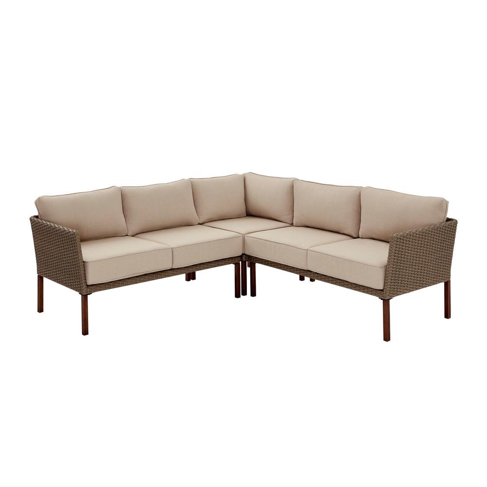 Hampton Bay Gladstone 3 Piece Steel Patio Sectional Seating Set With Cushions Without Table