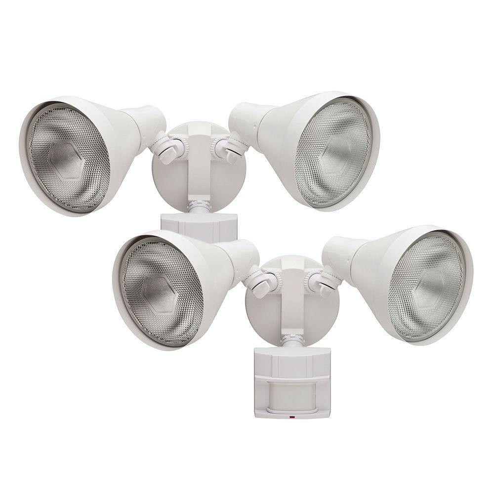 Outdoor Security Lighting The Home Depot 110 White Motion Sensing Outdoor Security Light 2 Pack